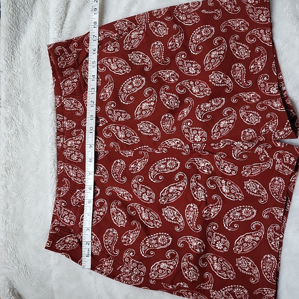 NWOT! 7" Lands' End Rust Red Paisley Printed Shorts Size 10 Petite - Picture 8 of 10